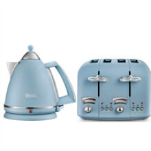 Delonghi Argento Flora Jug Kettle And 4 Slice Toaster - Blue