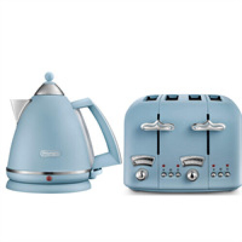 Delonghi Argento Flora Jug Kettle And 4 Slice Toaster Blue on OnBuy
