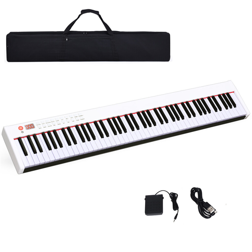 88-Key Portable Digital Piano with Bluetooth, 128 Tones & Rhythms, Weighted Keys, USB/MIDI, Sustain Pedal, Carrying Bag, 12h Battery