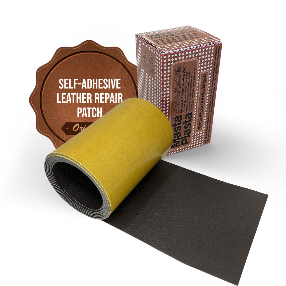 Mastaplasta ( Brown) Self-Adhesive Leather Repair Tape Instant Upholstery-Quality Scratch & Tear Repair On A Roll For Sofas, Car Dark/Brown