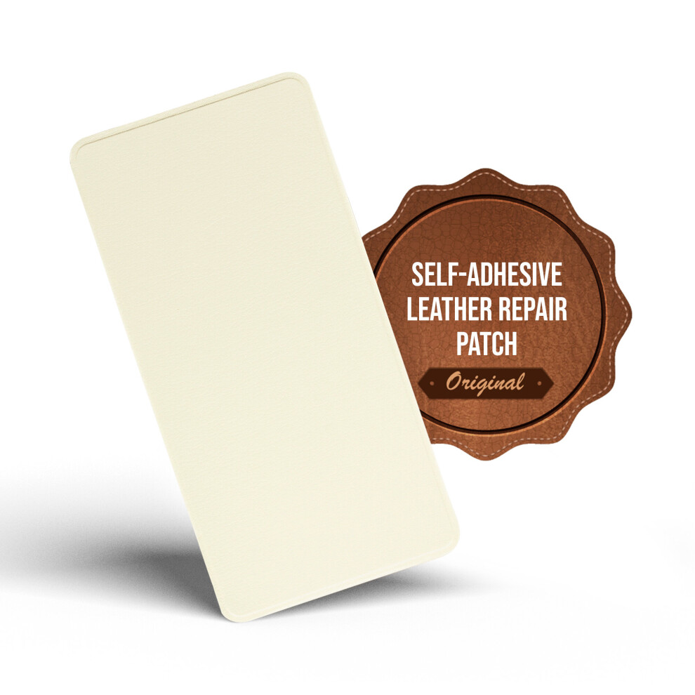 Mastaplasta (, 20Cmx10cm) Self-Adhesive Premium Leather Repair Patch - Instant Upholstery Quality Patch For Sofas, Car Interiors, Bags Ivory