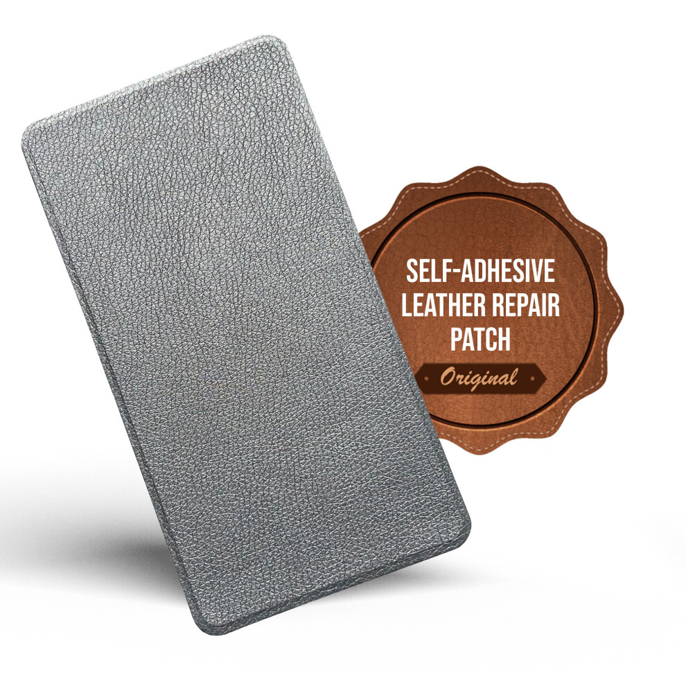 (Silver, 20Cmx10cm) Mastaplasta Self-Adhesive Premium Leather Repair Patch - Instant Upholstery Quality Patch For Sofas, Car Interiors, Bags 5060226485307