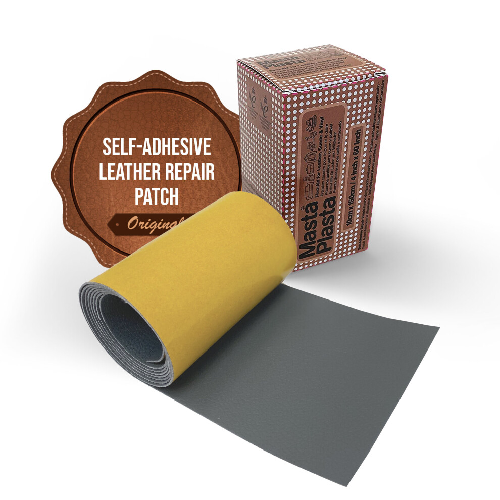 (Grey) Mastaplasta Self-Adhesive Leather Repair Tape Instant Upholstery-Quality Scratch & Tear Repair On A Roll For Sofas, Car 5060226484997