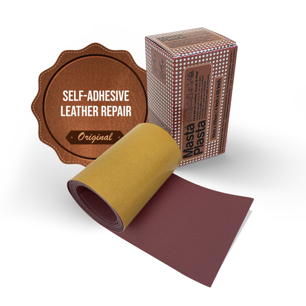 Mastaplasta (Red) Self-Adhesive Leather Repair Tape Instant Upholstery-Quality Scratch & Tear Repair On A Roll For Sofas, Car Red