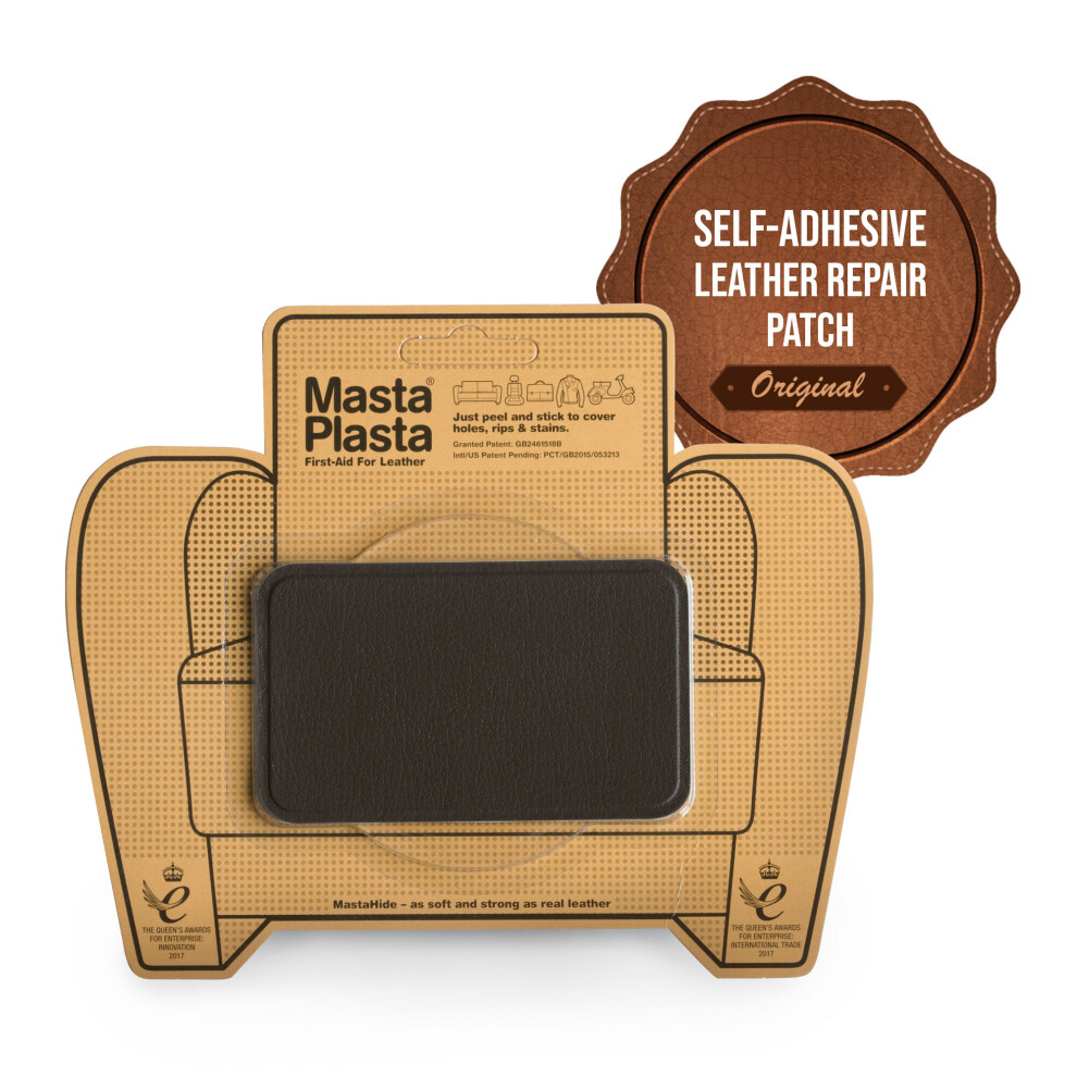 (Black, 10Cmx6cm) Mastaplasta Self-Adhesive Premium Leather Repair Patch - Instant Upholstery Quality Patch For Sofas, Car Interiors, Bags 5060226480128