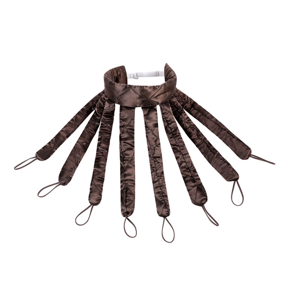 (Brown) Heatless Curling Headband Lazy People Elastic Band For Overnight Octopus Stain