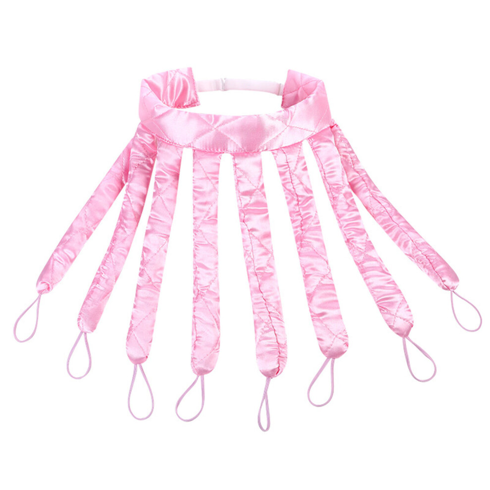 (Pink) Heatless Curling Headband Lazy People Elastic Band For Overnight Octopus Stain