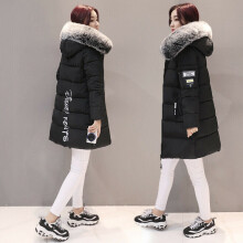 (Black, L) Winter Women Warm Long Jacket Fur Hooded Parka Ladies Collar Coat Outwear