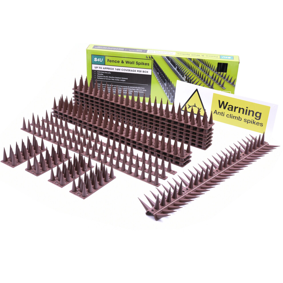 (Brown, 12pcs) Fence Wall Spikes Garden Tall Bird Spikes