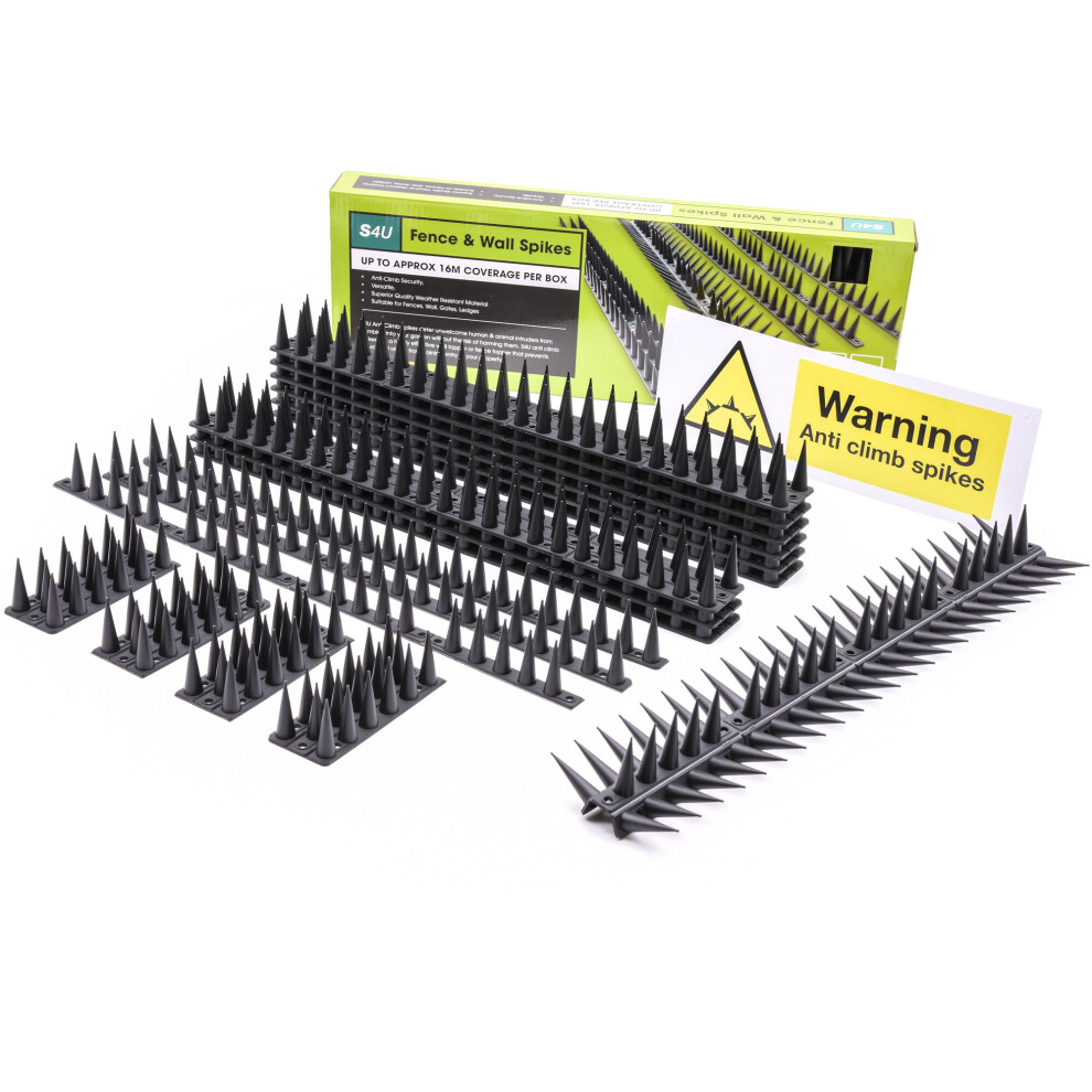 (Black, 12pcs) Fence Wall Spikes Garden Tall Bird Spikes