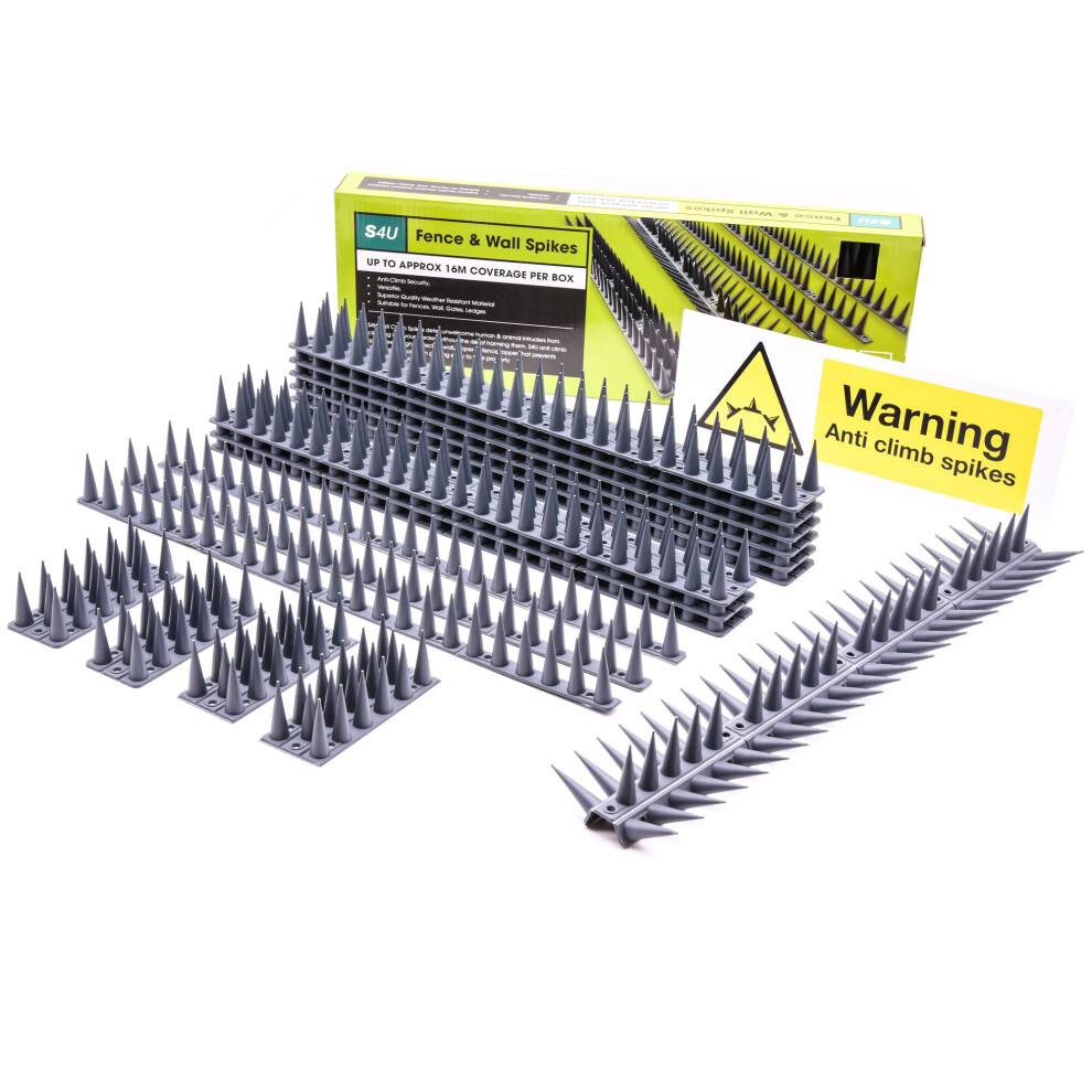 (Grey, 48pcs) Fence Wall Spikes Garden Tall Bird Spikes