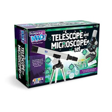 Science Mad SM60 Combo Set for Kids-Fun and Easy Starter 15x Telescope with Tripod and Stand + 100x Magnification Microscope, 6+ Years
