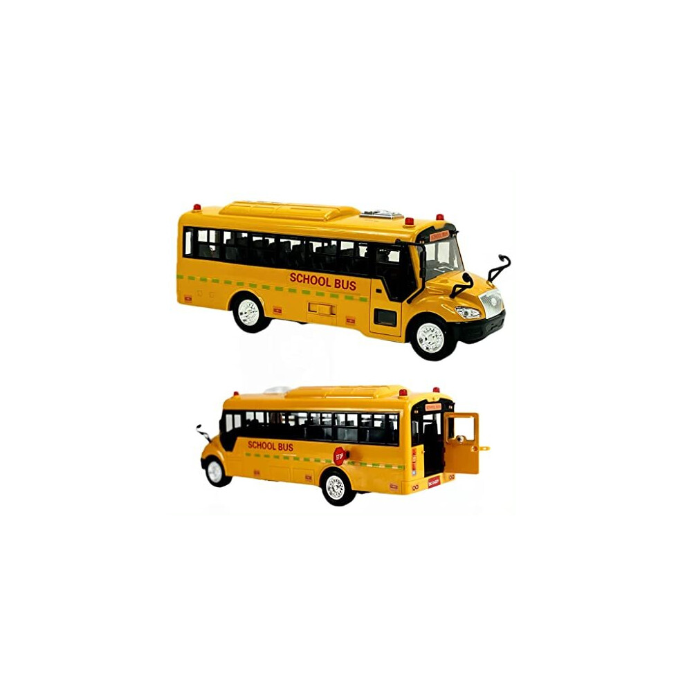 Big Daddy Huge Yellow School Bus With Lights And Cool Openable Doors Pull Back Toy School Bus With Sounds And Songs For Girls,Boys,Toddlers