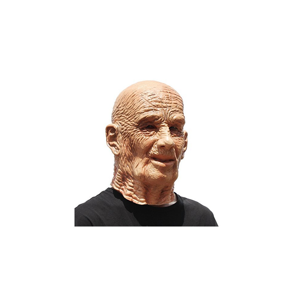 PartyHop - Old Man Mask - Realistic Halloween Latex Human Wrinkle Face Mask