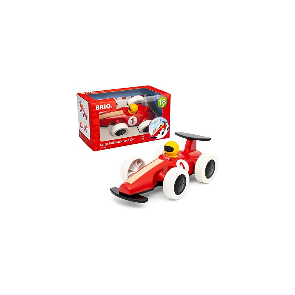 BRIO Infant & Toddler Large Pull Back F1 Vehicle Race Car for Kids Age 18 Months Up - Toddler Toys - Formula 1