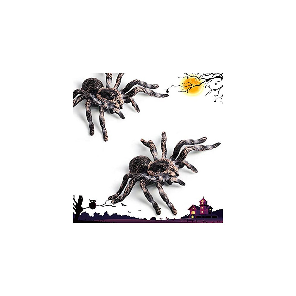 Lanfly 2pcs Realistic Spider Figures Joke Presents Plastic Fake Spider Scary Simulation Animal Model for Game Halloween Party Garden Home Decoration