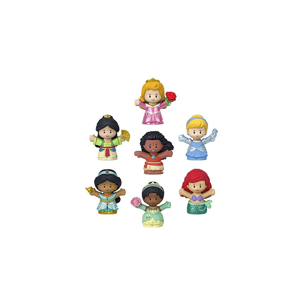 Fisher-Price Little People Disney Princess Toys, Set Of 7 Character Figures For Toddler And Preschool Pretend Play, Hjw75
