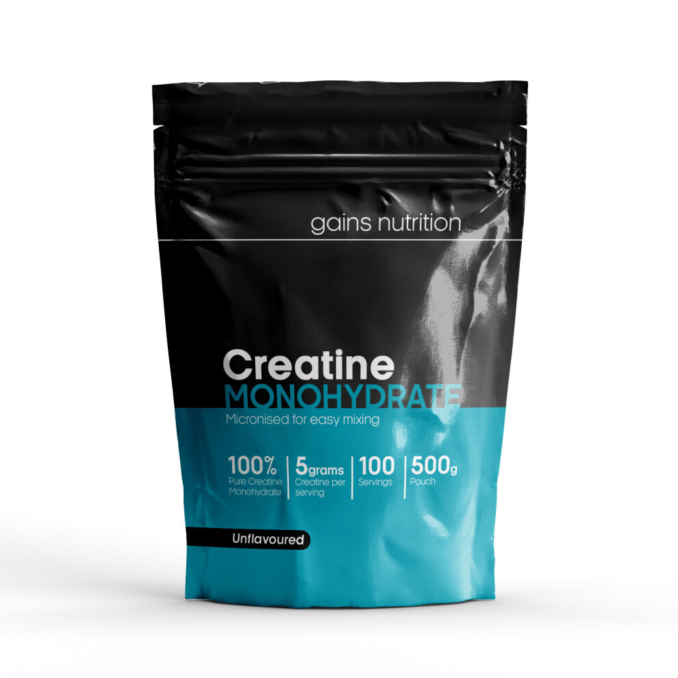 Gains Nutrition (500 Grams) Creatine Monohydrate Powder - Unflavoured