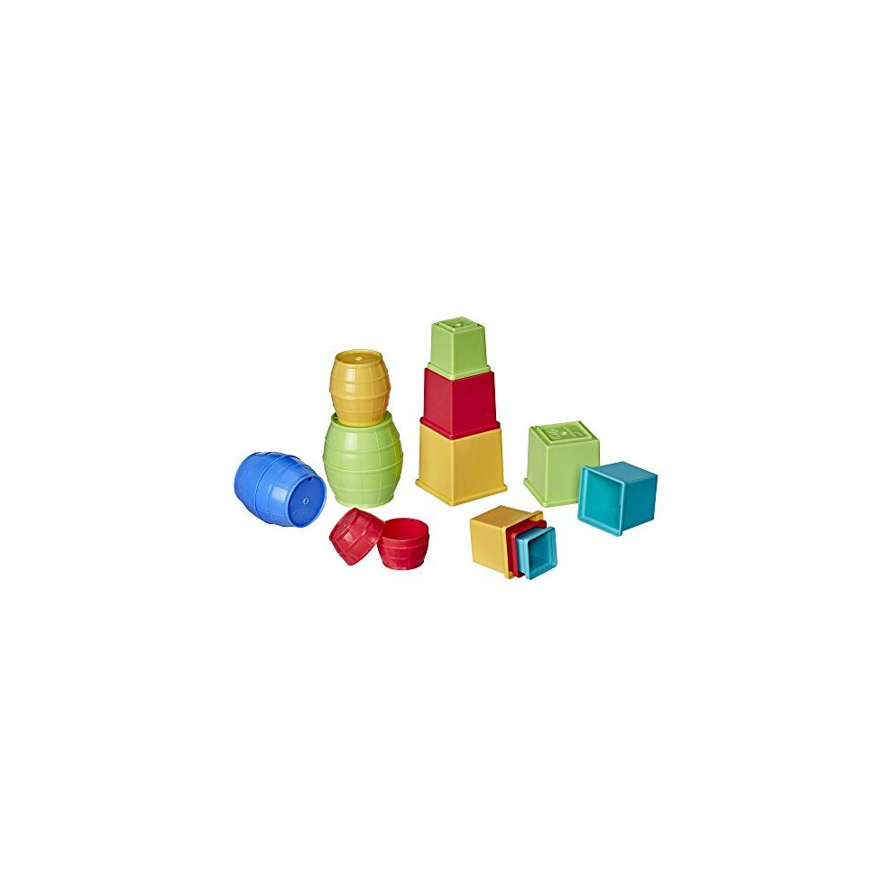 Playskool Stack and Nest Barrels and Blocks Bundle Toy for Babies and Toddlers from One Year Old, 16-Piece Set [Amazon Exclusive]