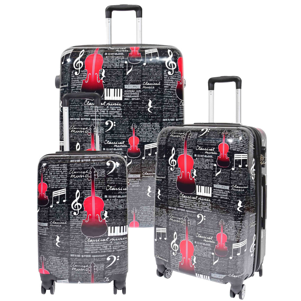 Dual 4 Wheel Luggage Hard Shell Music Print BELMORE-image-OPC-PC5WFND-NEW