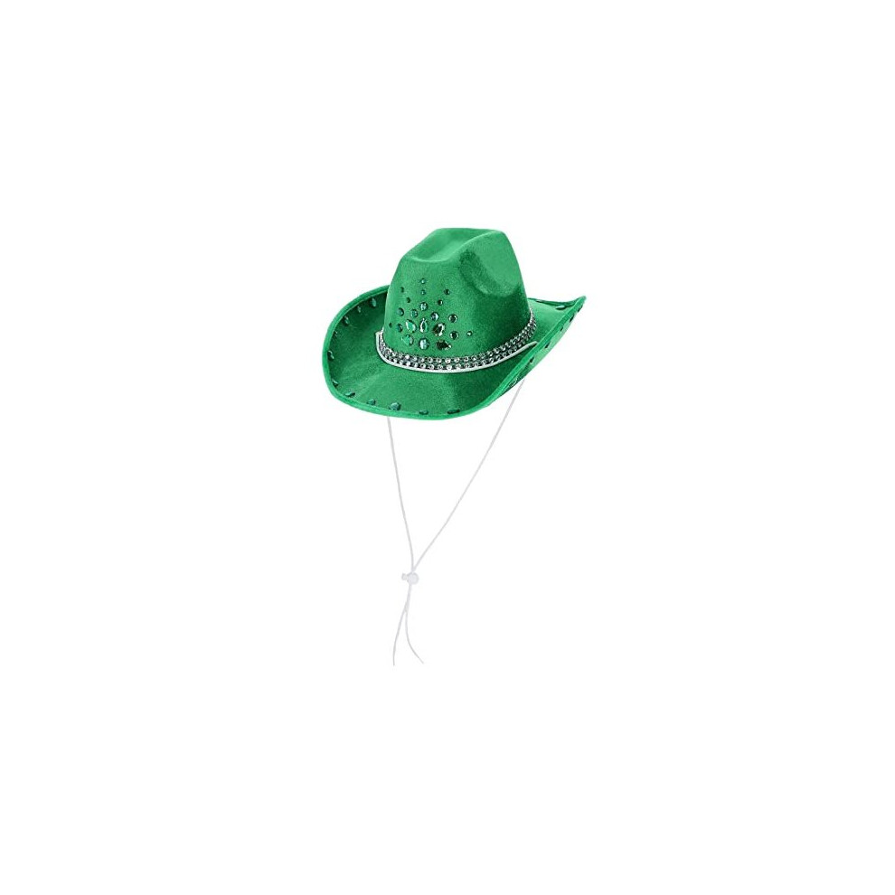 Smiffy's 53051 Green Rhinestone Cowboy Hat, Unisex Adult, Green & Silver, One Size