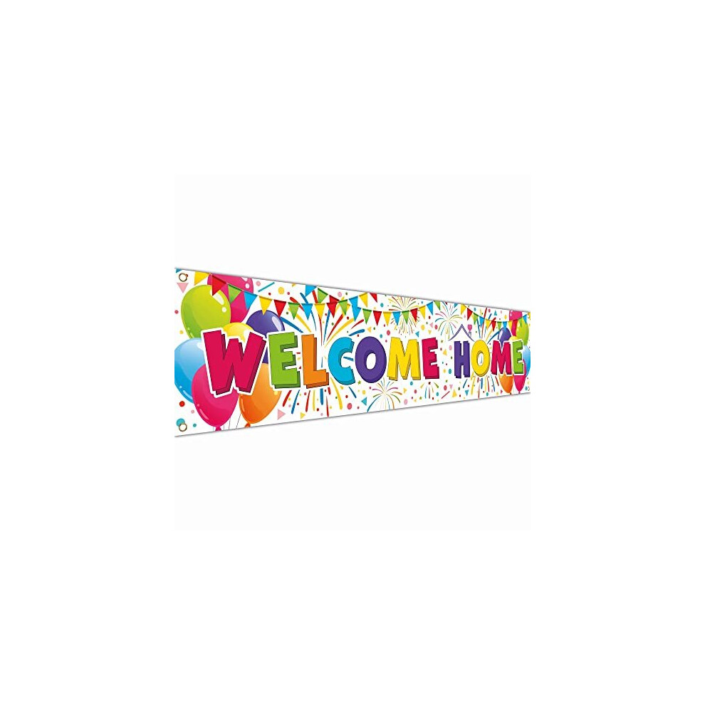 Welcome Home Banner - Welcome Back banner - Welcome Home decorations - 180 x 40cm with picture of Welcome Home Balloon - We Missed You Banner (White)