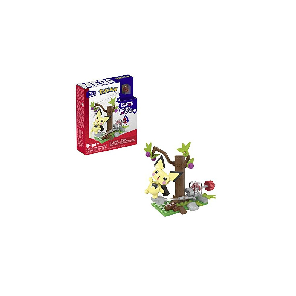 Mega Pok Mon Actie Figuur Bouwspeelgoed Set, Pichu's Forest Forage Met 84 Stukken, Beweging En 1 Poseerbaar En Bouwbaar Karakter-image