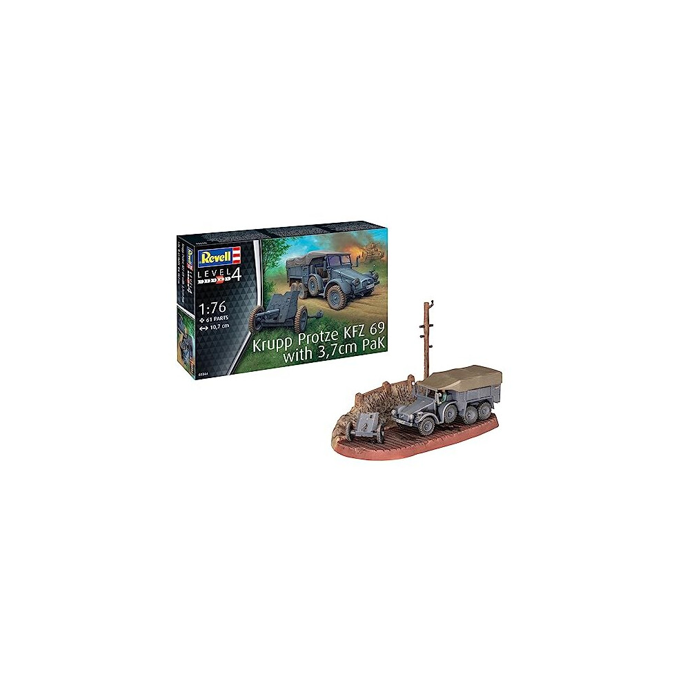 Revell 03344 Krupp Protze Kfz 69 With 3,7Cm Pak 1:76 Scale Model Kit