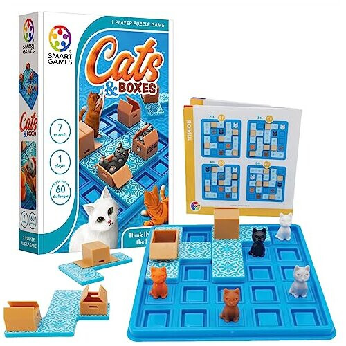 SmartGames - Cats & Boxes, Puzzle Game with 60 Challenges, 7+ Years