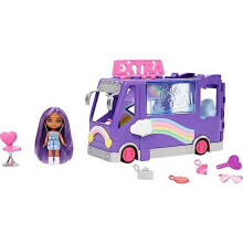 Barbie Sets, Barbie Extra Mini Vehicle Playset with Doll, Expandable Tour Bus, Clothes and Accessories?, HKF84