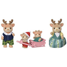 Sylvanian Families Reindeer Family: Jolly & Elm with Kids Luis & Eve, Baby Twins, Sleigh, Poseable Figures in Festive Outfits - Ages 3+ - Board Game