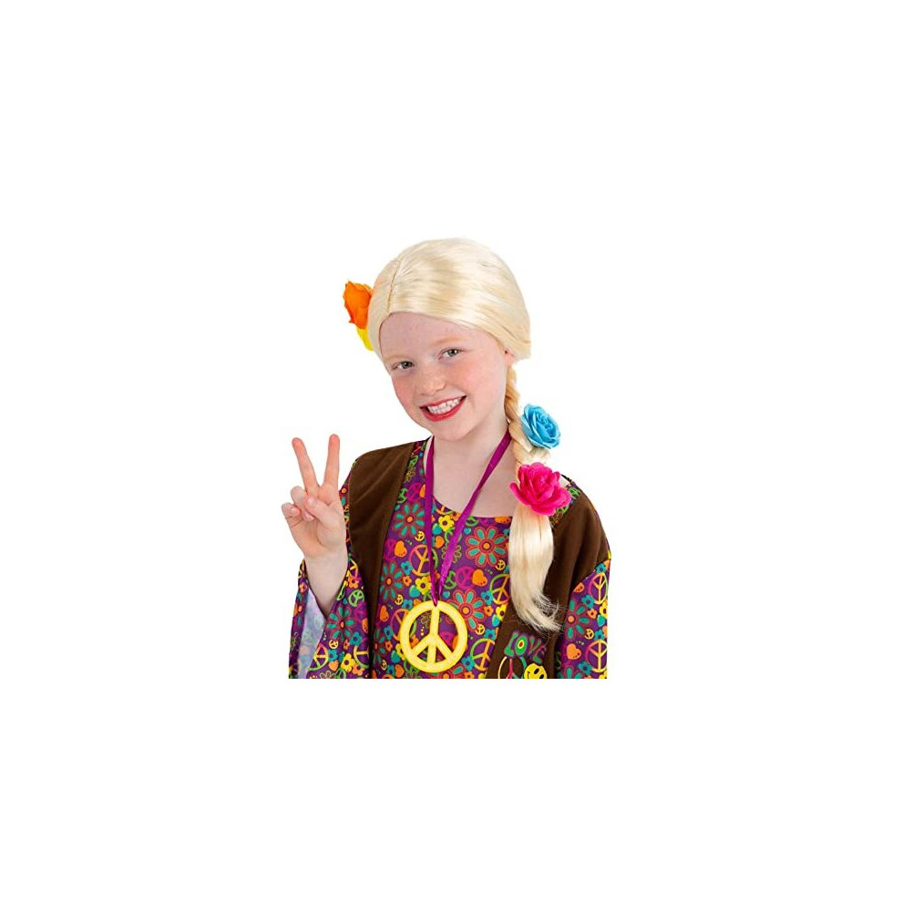 Smiffys 53136 Princess/Hippie Long Plait Wig, Girls, Blonde, One Size