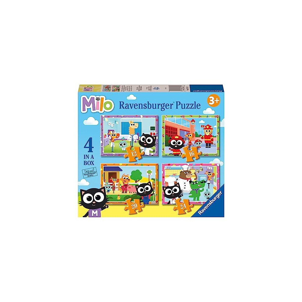 Ravensburger 3157 Milo Jigsaw Puzzles for Kids Age 3 Years Up-4 in a Box (12, 16, 20, 24 Pieces)