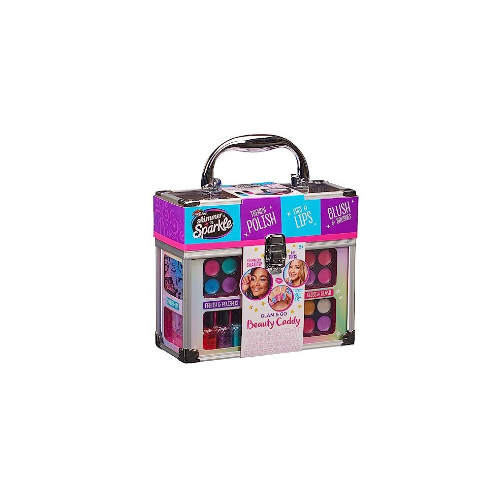 Shimmer and Sparkle 17360 Shimmer N Sparkle Glam and Go Beauty Caddy Kids Set Cosmetics Storage Box for Girls with Real Makeup Birth