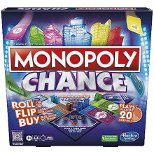 Monopoly Chance Board Game, Fast-Paced Monopoly Family Game for 2-4 Players, 20 Min. Average