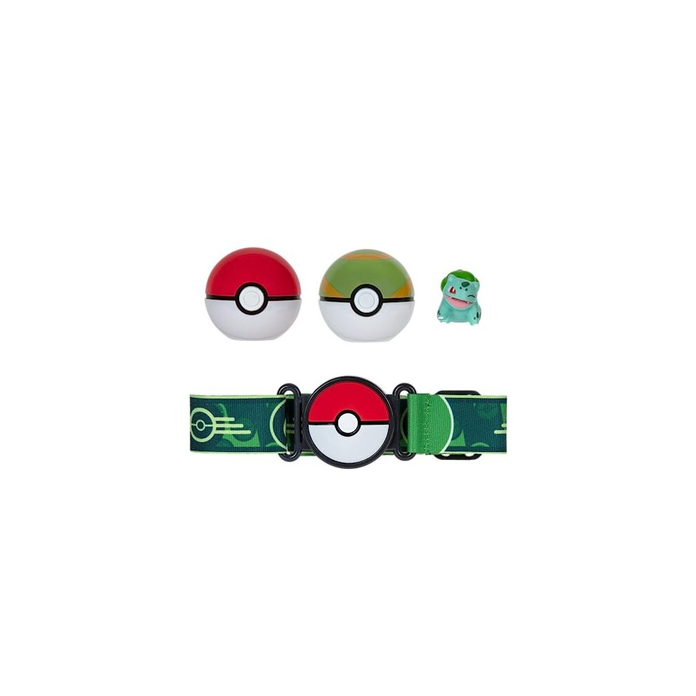 PokÃ©mon PKW3160 Set-2-Inch Bulbasaur Battle Figure with Clip N Go Belt Plus Nest Ball and PokÃ©ball Accessories