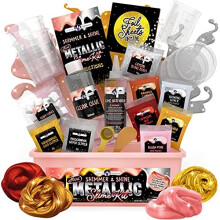 Original Stationery Mini Metallic Shimmer and Shine Slime Kit for Girls, Amazing Slime Making Kit for Girls Age 10-12 to Create Metallic Gold Slime
