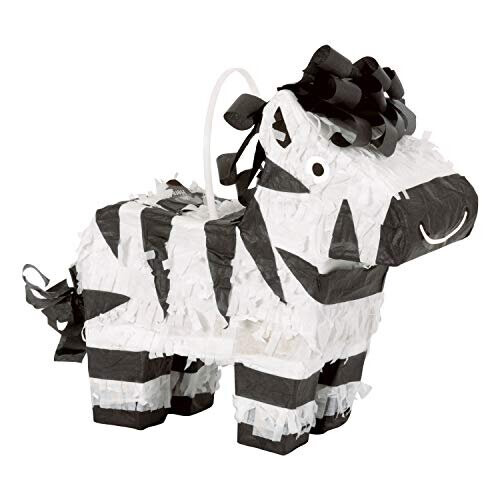 Unique 75895 Party Mini Zebra Shaped 3D Pinata | 1 Pc, Multicolour