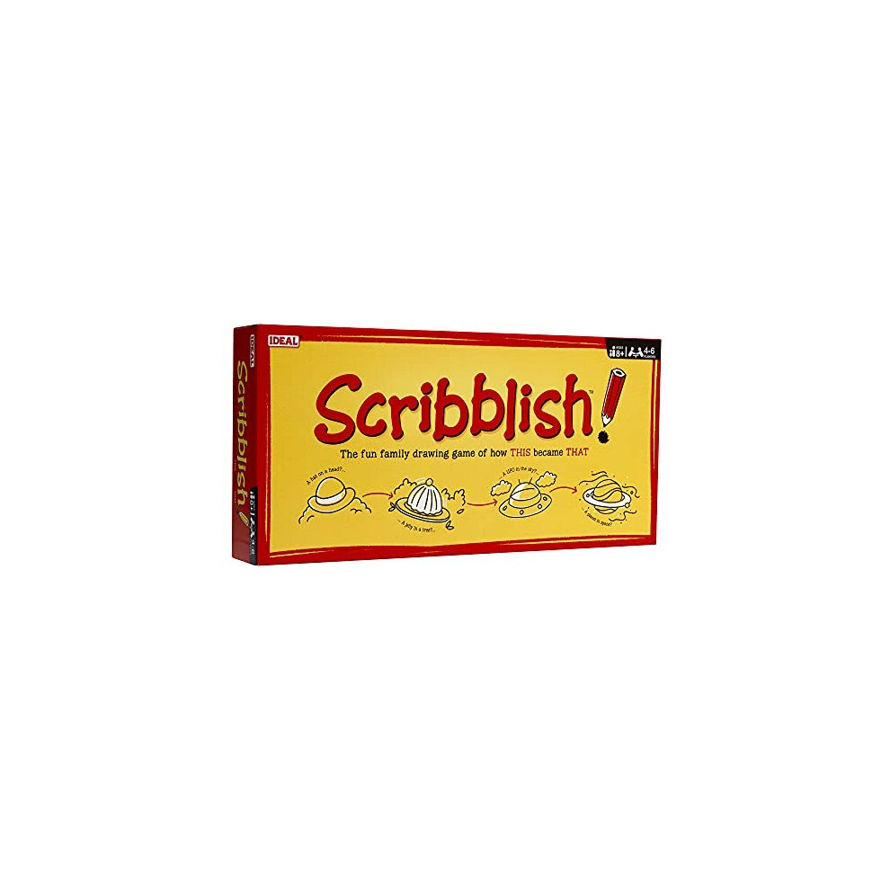 IDEAL | Scribblish: The fun family drawing game of how THIS became THAT! | Family Games | For 4-6 Players | Ages 8+