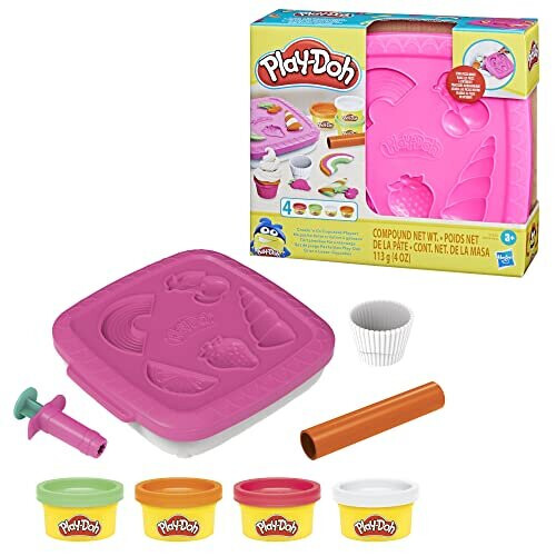 Play-Doh Play-Doh Δημιουργία και Πηγαίνετε Cupcakes Playset, Σετ με Δοχείο Αποθήκευσης 1