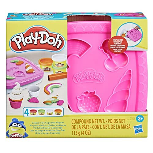 Play-Doh Play-Doh Δημιουργία και Πηγαίνετε Cupcakes Playset, Σετ με Δοχείο Αποθήκευσης 2