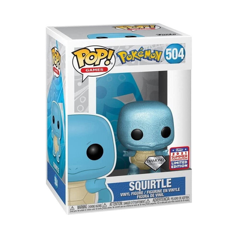 Funko Pop Pokemon Figur Squirtle Schiggy 2021 Summer Convention Diamond Collection #504 - Exclusive Special Edition - Pokemon Spielzeug