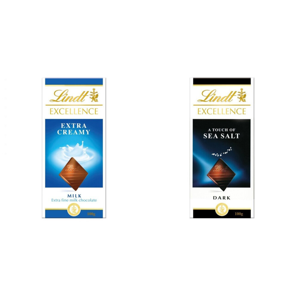 2 Lindt Extra Creamy + 2 Lindt Dark Sea Salt