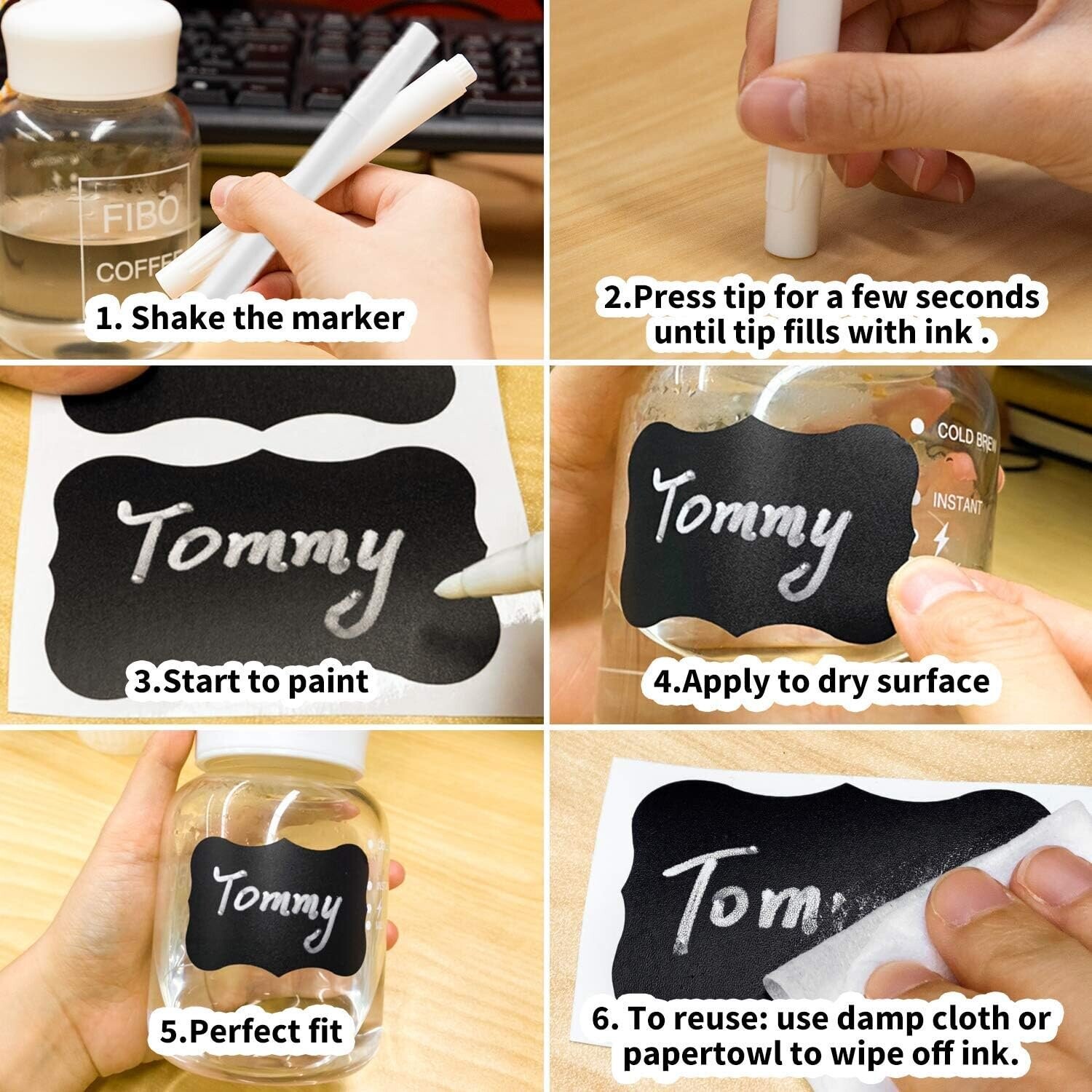 Chalkboard Labels,Removable Labels Reusable Waterproof Mason Jar Labels ...