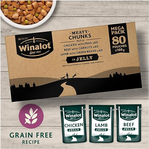 Purina Winalot Hundefutterbeutel gemischt in Gelee, 80 x 100 g 1