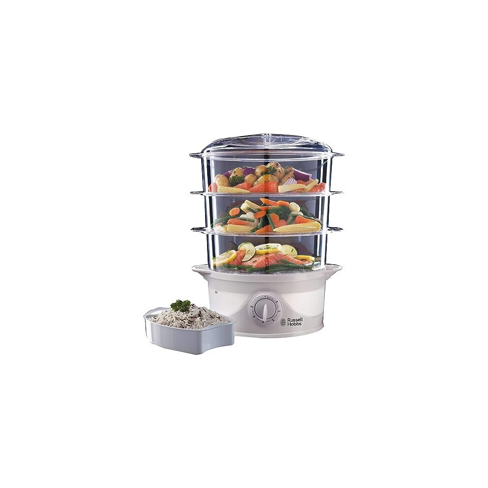 Russell Hobbs 21140 3-Tier Food Steamer, 800 W, 9 Litre, White