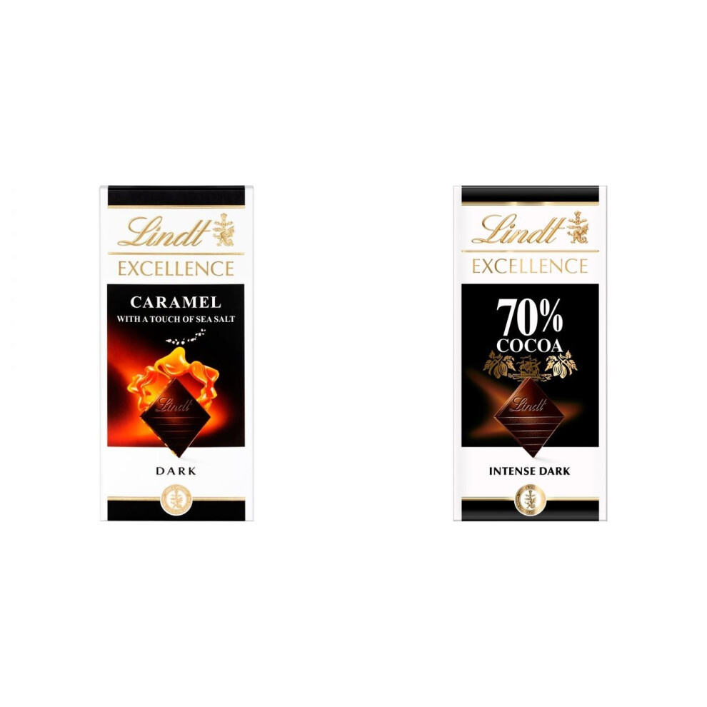 2 Lindt Dark Caramel & Sea Salt + 2 Lindt Dark 70%