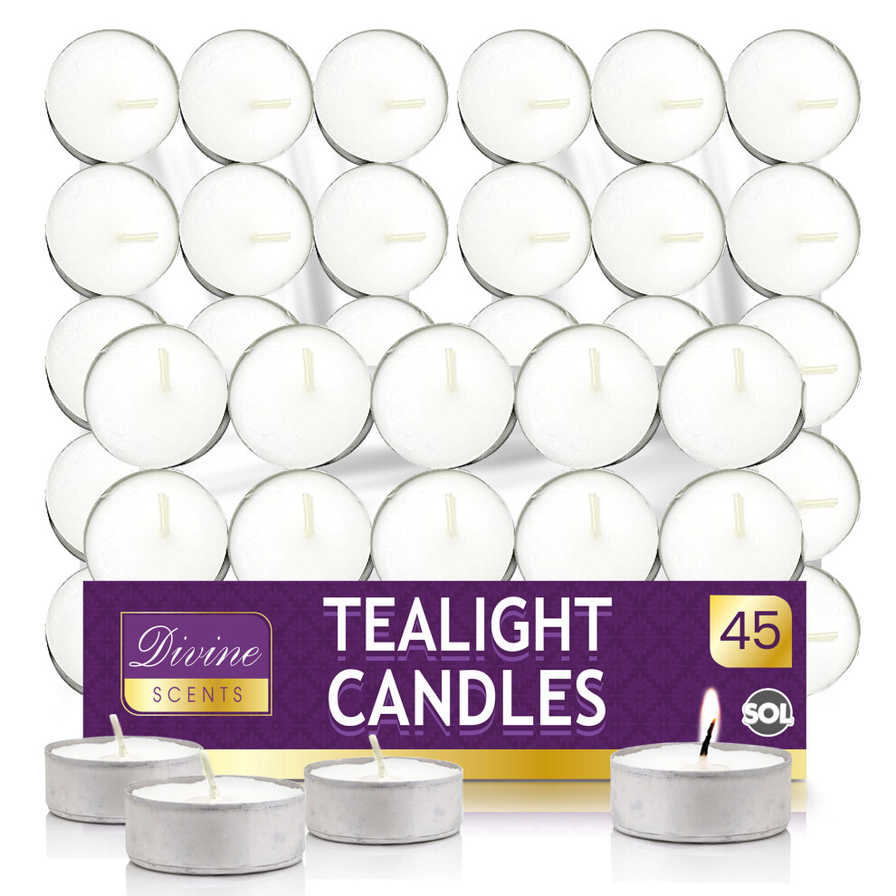 (45 pieces (3 x15pk)) 15-150pk Tea Lights White Unscented Candles