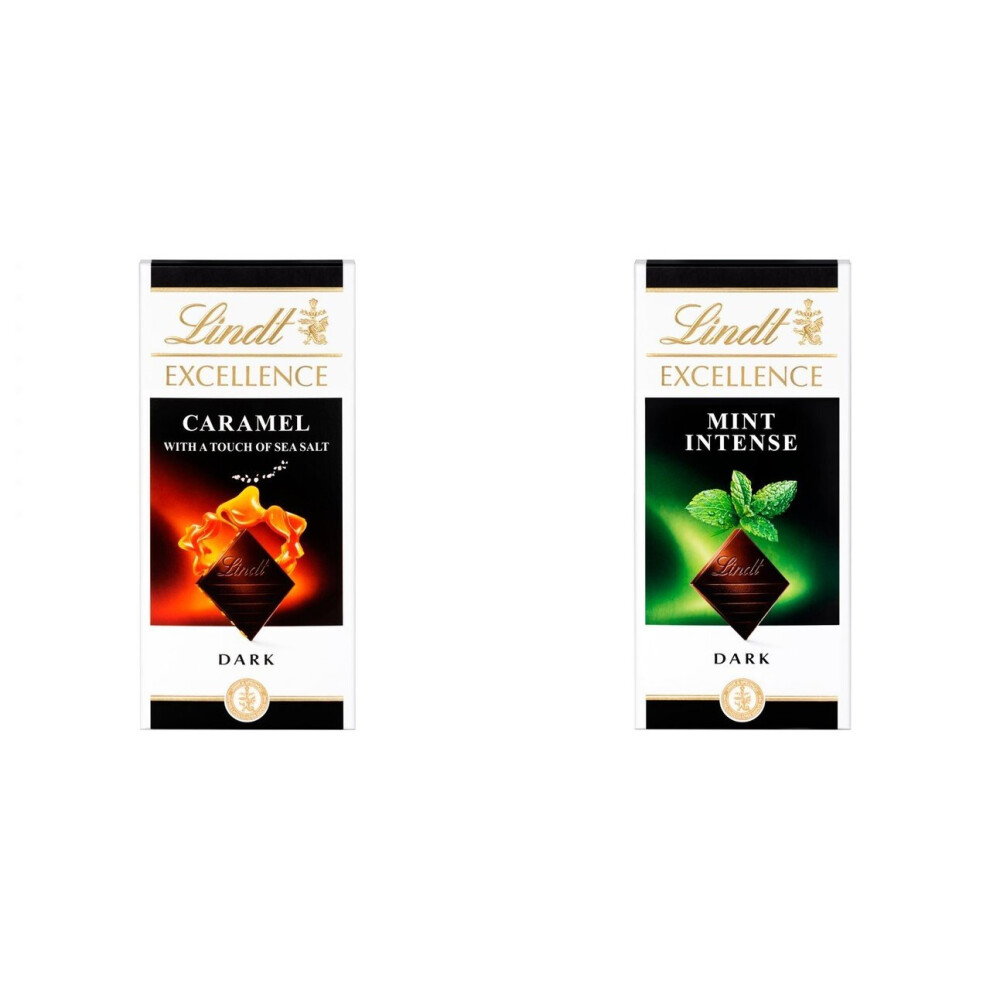 2 Lindt Dark Caramel & Sea Salt + 2 Lindt Mint Intense