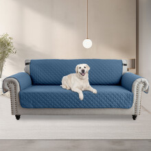 (Berlin Blue, Sofa - 3 Seater) Youngshion Reversible Quilted Sofa Cover Slipcover